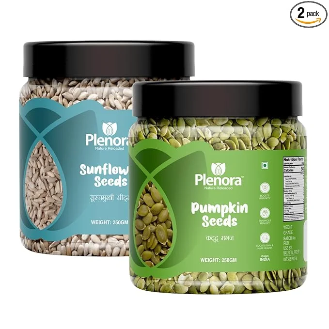 PLENORA Combo of Pumpkin & Sunflower Seeds 250g Each | Raw, Unroasted & Natural Total 500 Grams | Gluten-Free | - Best Price ₹249 at Amazon