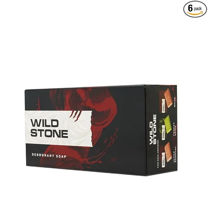 Wild Stone Ultra Sensual, Forest Spice and Musk Soaps for Bath, (Pack of 6, 100gm each) | Grade 1 soaps | Refreshing Bath Soap for Men | Skin-Friendly and Energizing - Best Price ₹214 at Amazon