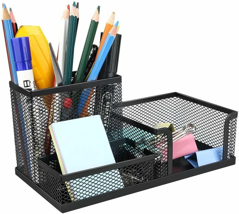 QUICK UNBOX 3 Compartments Metal Desk Organizer