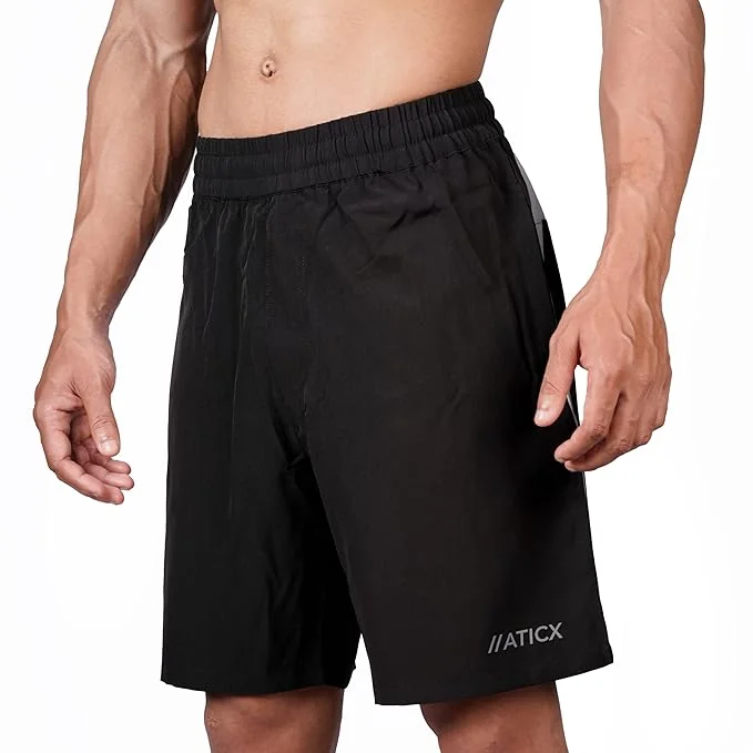 ATICX Polyester Shorts for Men - Quick Dry Lightweight with Zipper Pockets - Gym, Running, Jogging, Training Half Pants for Basketball, Swimming, Badminton, Cycling, Football, Outdoor & Home Wear - Best Price ₹271 at Amazon