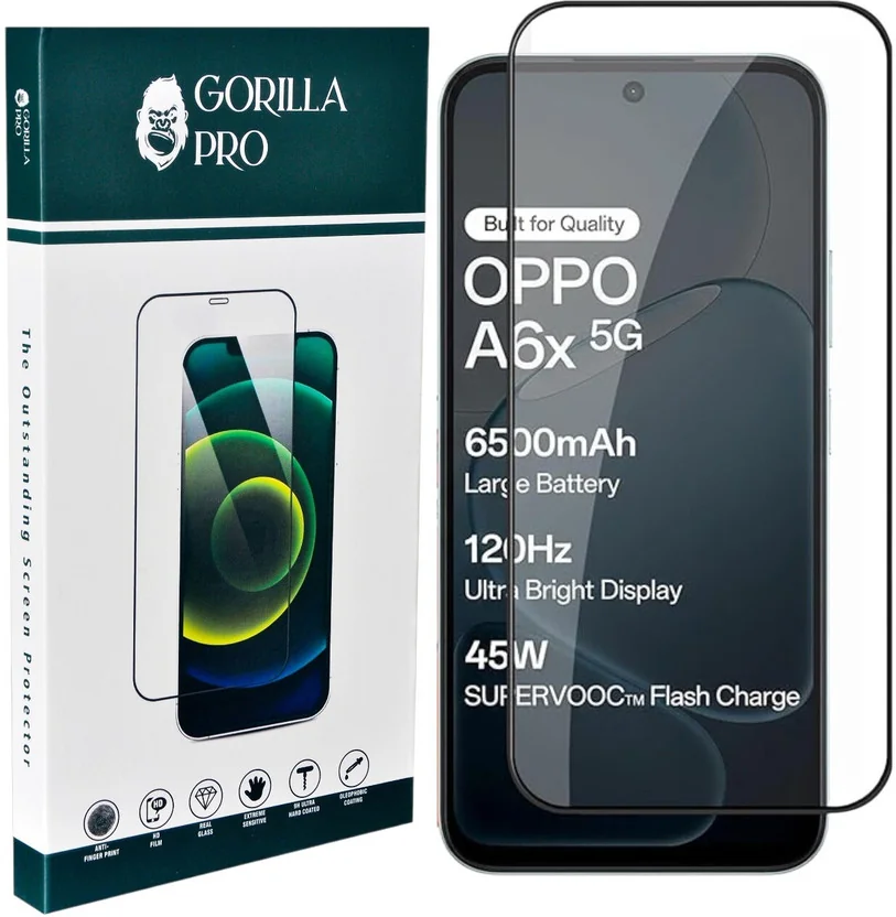 GORILLA PRO Edge To Edge Tempered Glass for OPPO A6x 4G...