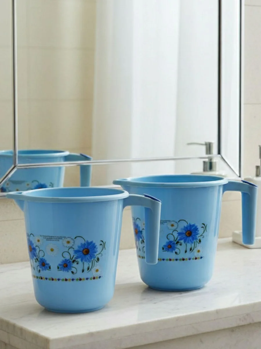 Blue & Purple 2 Pieces Flower Printed Bathroom Mugs 2L - Best Price ₹599 at Myntra