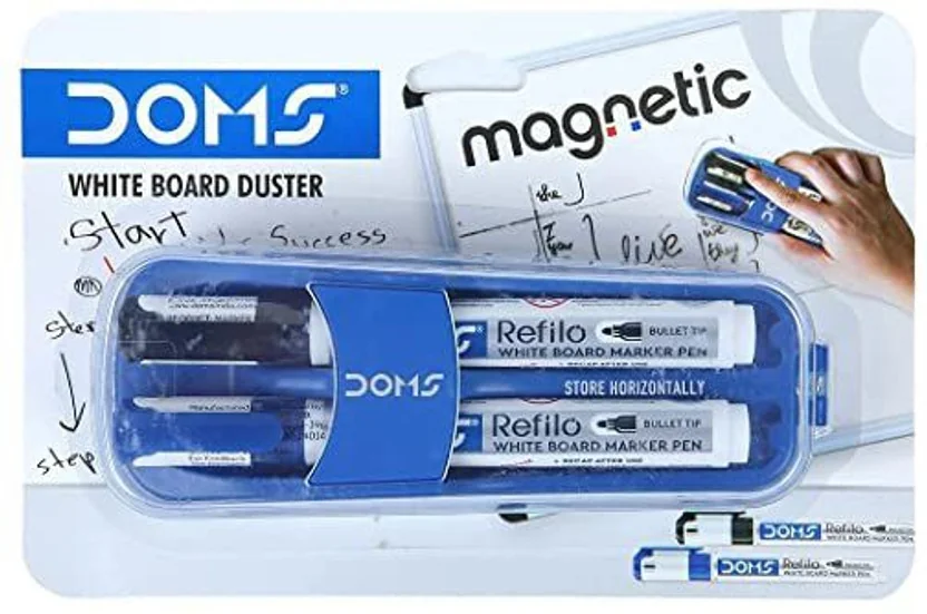 DOMS Magnetic White Board Duster with 2 Whiteboard Mark...