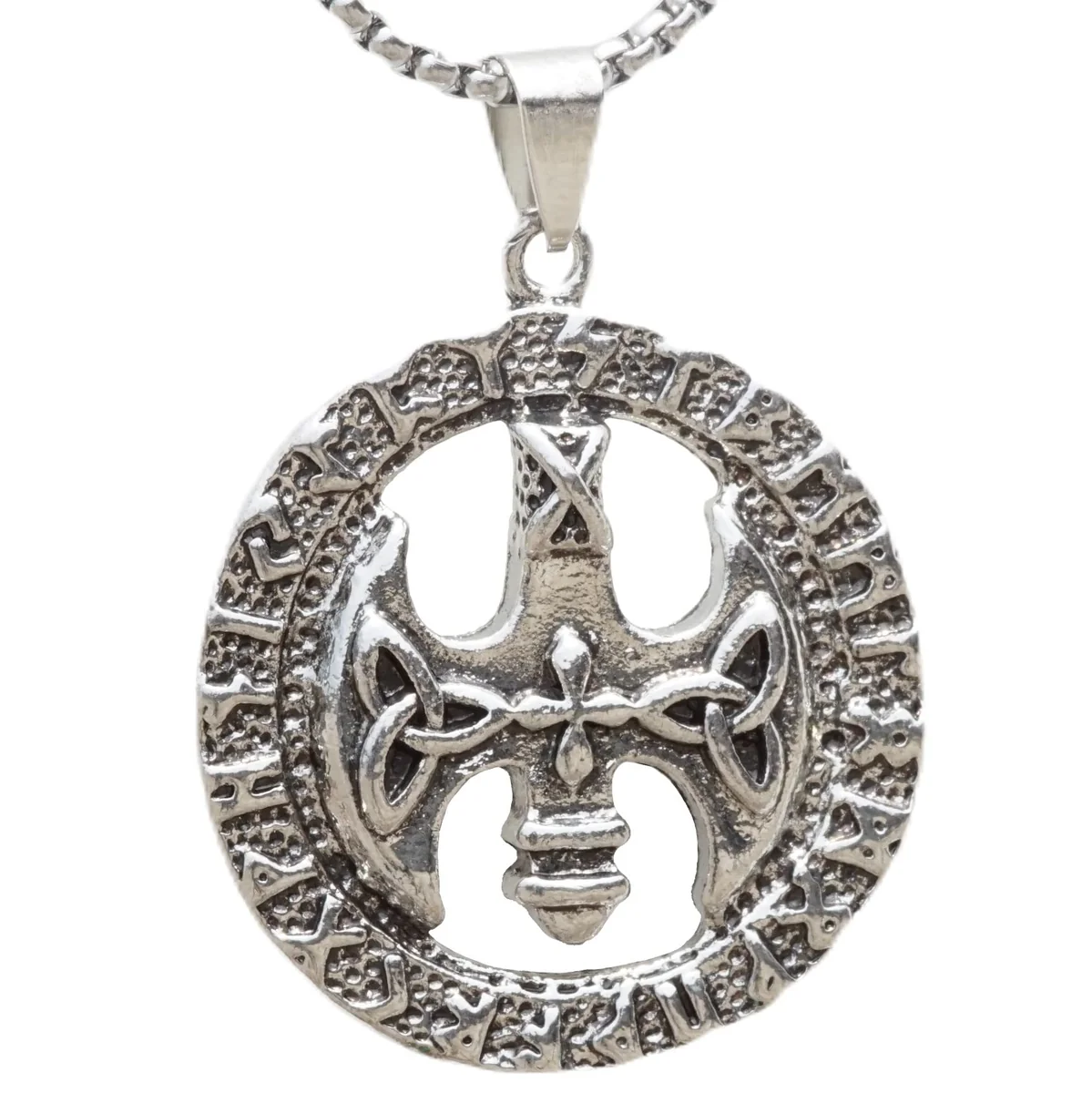 Alloy Pendant with Pure Stainless Steel 24inch Round Box Chain, American trending Style - Round Box Chain & Pendant for Men & Boys