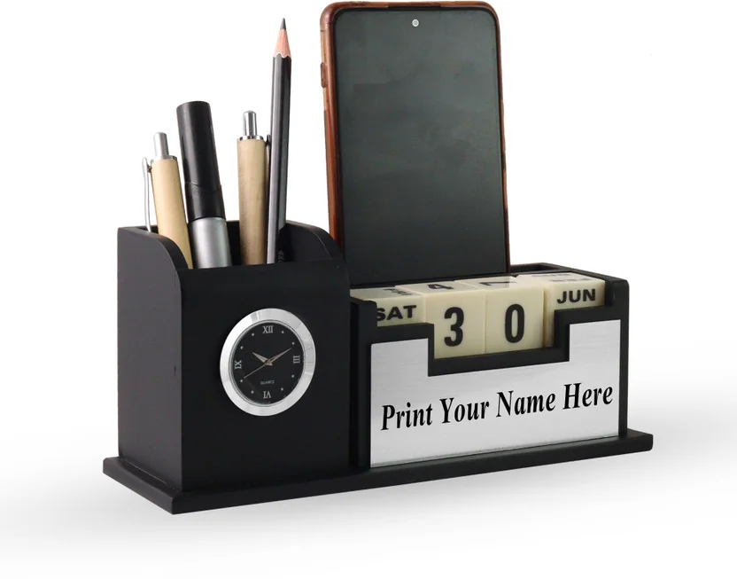 Shivom Crafts 2 Compartments Wooden PEN STAND WITH MULT...
