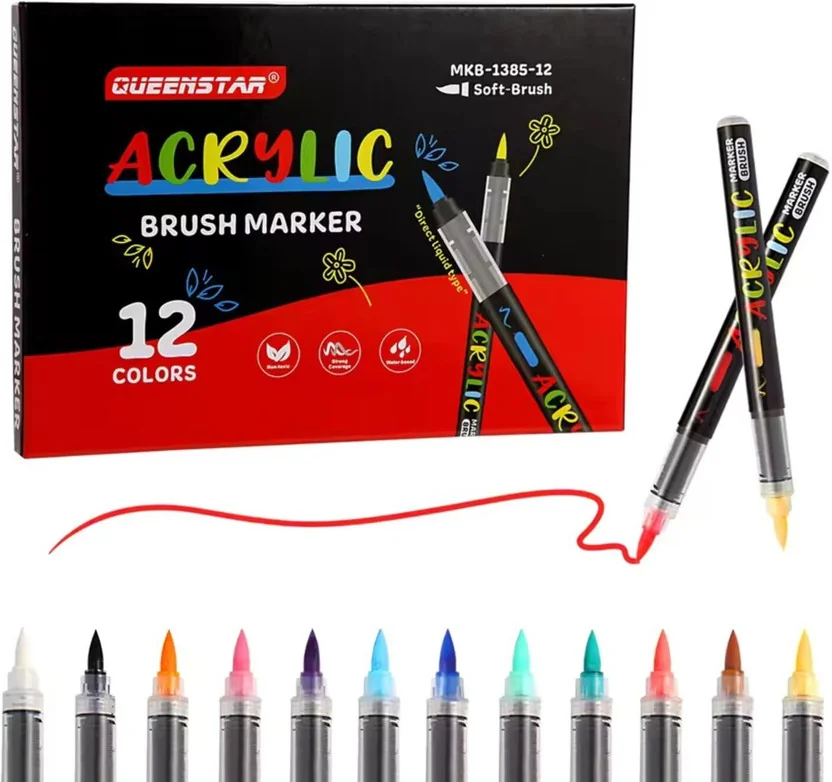 Tlismi Water -Based Colors with Flexible Brush Tip Acry...