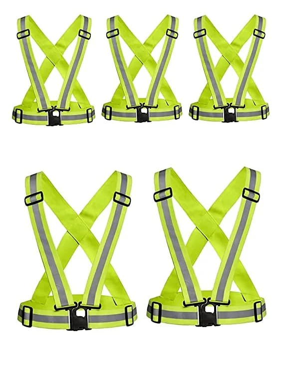 Cross Belt Stripes Adjustable Vest Safety Jacket