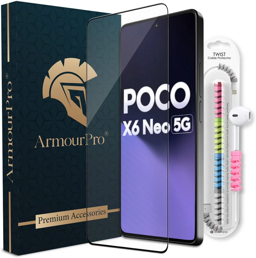 ArmourPro Edge To Edge Tempered Glass for Poco X6 Neo 5...