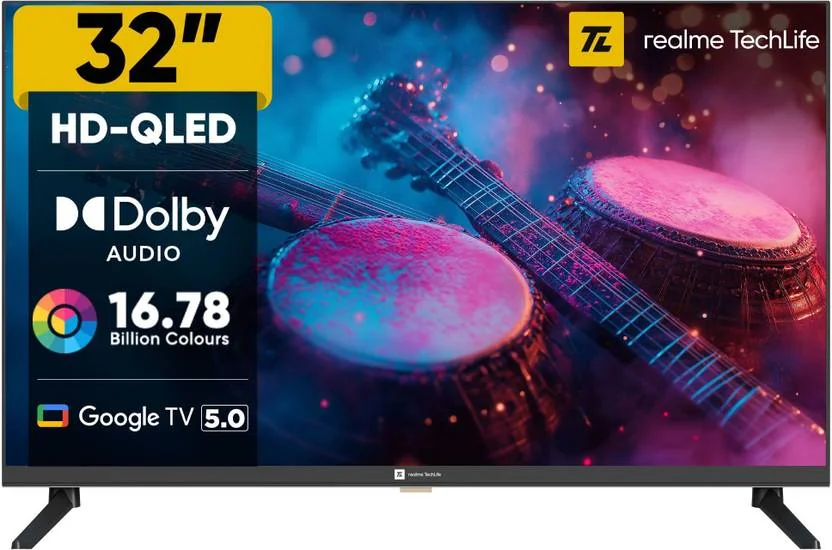 realme TechLife 80 cm (32 inch) QLED HD Ready Smart Google TV 2025 Edition  (32HDGQRDDAQ) - Best Price ₹9299 at Flipkart
