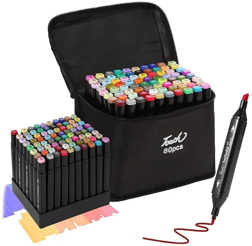 HASTHIP 80 Colors Alcohol Markers, Dual Tip Permanent S...