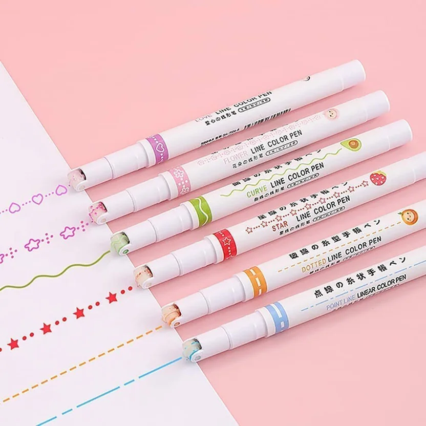 Votvy Designer Linear Roller Curve Highlighter Pens Set...