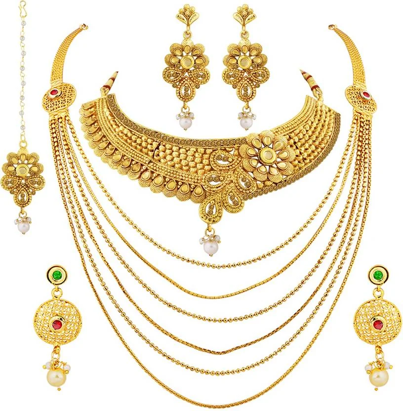Paola Jewels Alloy Gold-plated Gold Jewel Set  (Pack of 1)