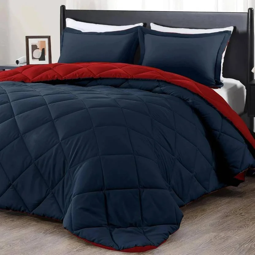 Homerica Solid Double Comforter for  AC Room  (Microfiber, RED BLUE)
