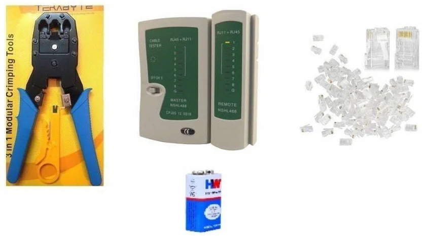 Inditrust Lan Cable Tester + Crimping Tool + 50 RJ45 CA...