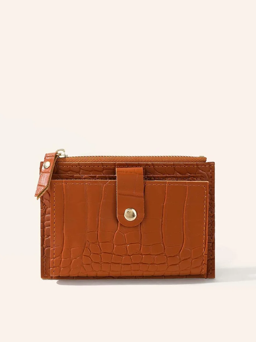 Brown Women Textured Zip Detail Card Holder - Best Price ₹499 at Myntra
