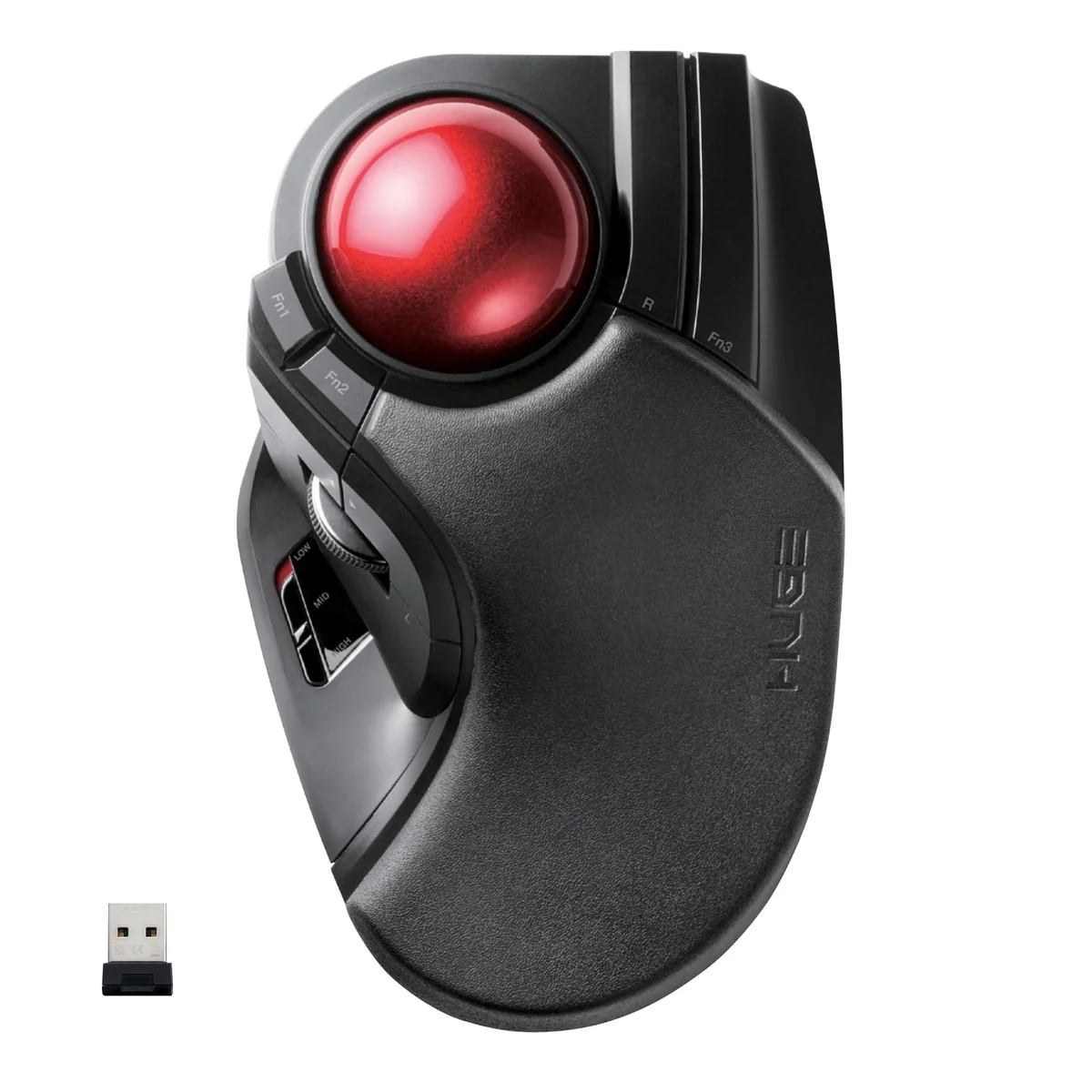 ELECOM M-HT1DRBK Wireless Trackball Mouse - Extra Large Ergonomic Design, 8-Button Function with Smooth Tracking, Black