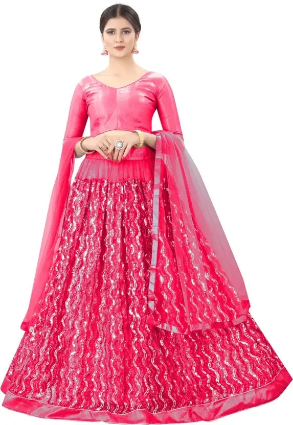 Rensa Embroidered, Leheriya Semi Stitched Lehenga Choli  (Pink) - Best Price ₹239 at Flipkart