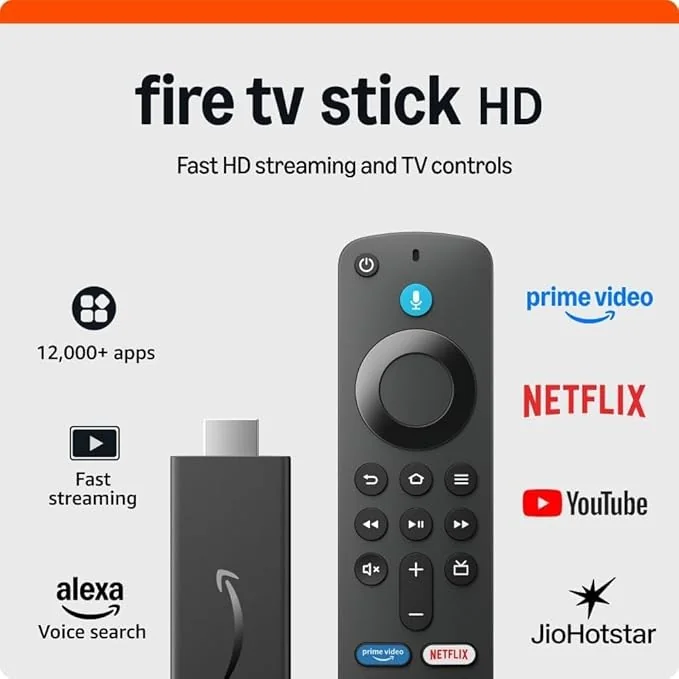 Amazon Fire TV Stick HD (newest model), Alexa Voice Remote with TV power & volume controls, full HD streaming device - Best Price ₹2999 at Amazon