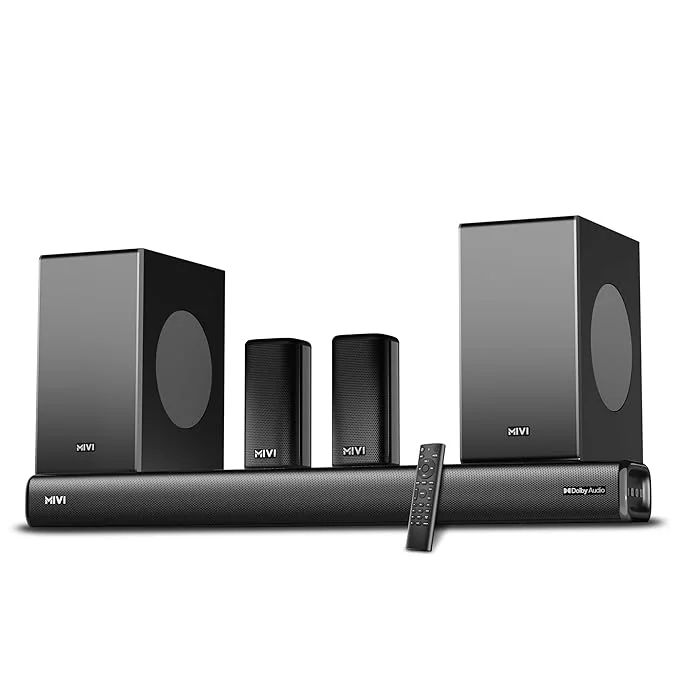 Mivi Superbars Cinematic 900W Premium Dolby Home Theatre System [Newly Launch] with Dual Subwoofers soundbar, 5.2 Channel, EQ & Input Modes, BT v5.3, Sound bar (Installation Included) - Best Price ₹44999 at Amazon