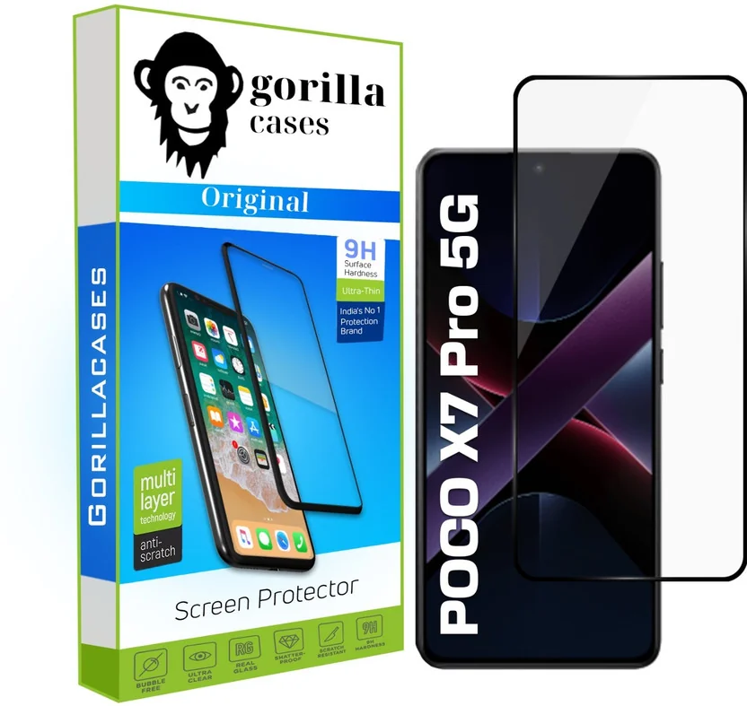 Gorilla Cases Edge To Edge Tempered Glass for POCO X7 P...