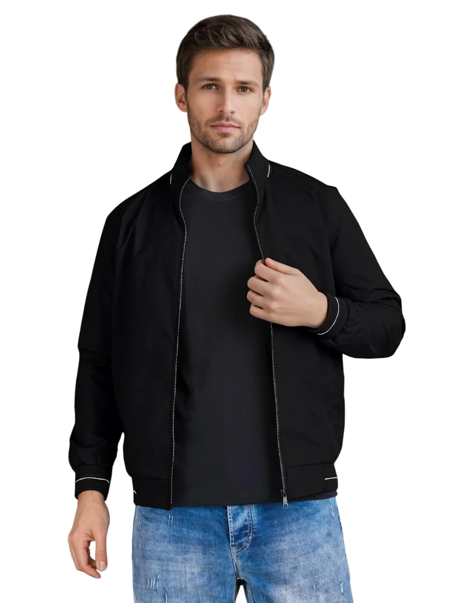 Men's Bomber Jacket | Lightweight Casual Zip-Up Jacket | Stylish Slim Fit Outerwear for All Seasons