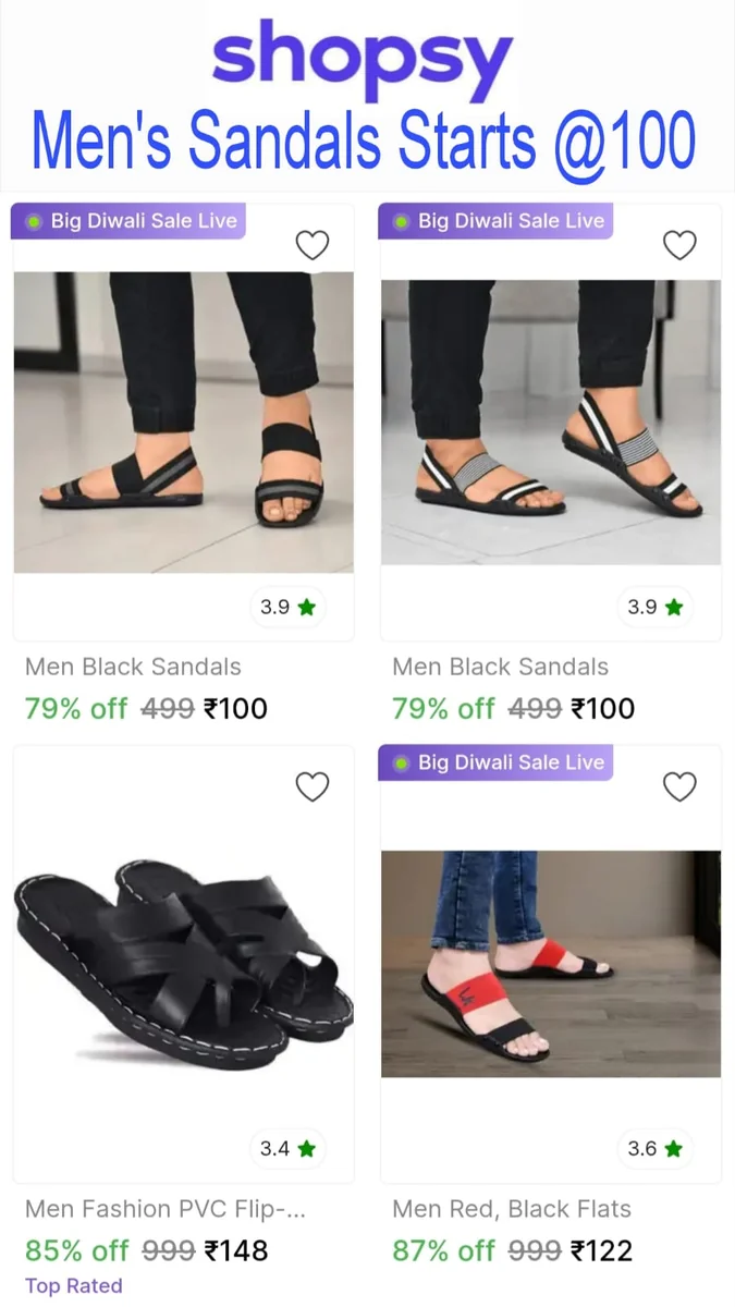 Sandals For Man Starts @100 - Best Price ₹100 at Shopsy
