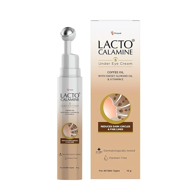 Lacto Calamine Under Eye Cream For Dark Circles for Women & Men | Fine Lines & Puffy Eyes With Cooling Massage Roller | 15g | With Coffee Oil, Multi-Peptides, Niacinamide, & Vitamin E - Best Price ₹171 at Amazon