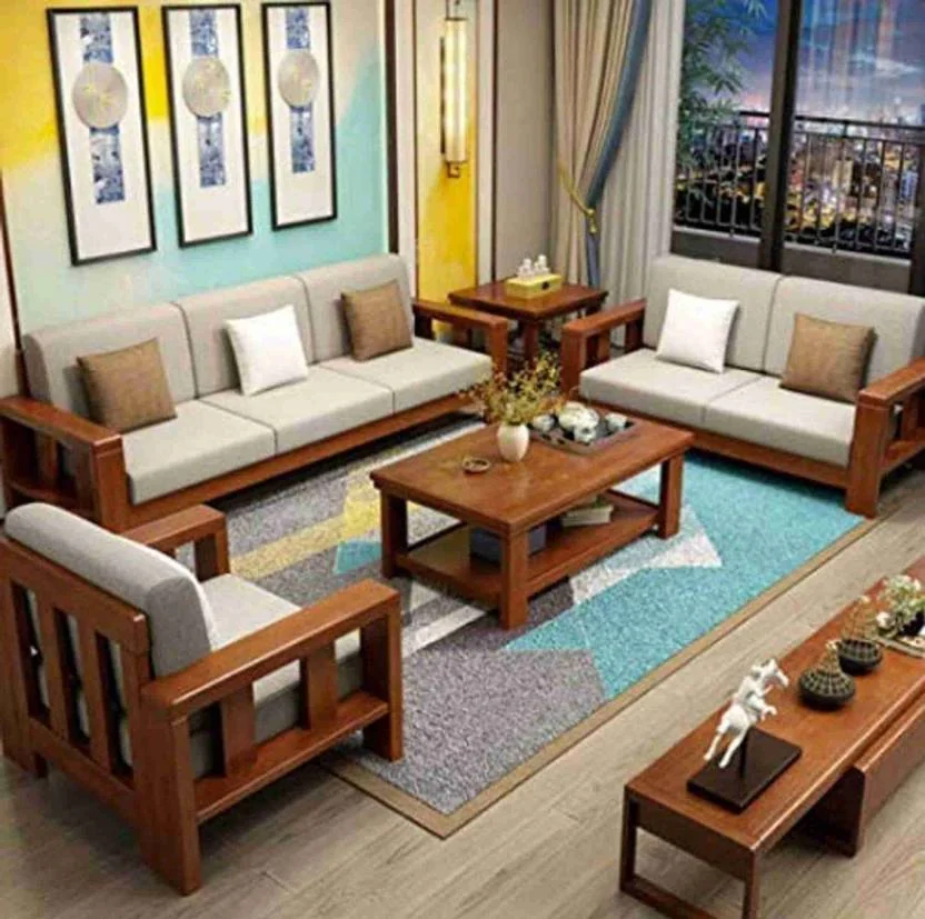 sarswatifurniture Solid Sheesham Wood For Living Room, Hotel Office. Fabric 3 + 2 + 1 Sofa Set  (Natural Finish, DIY(Do-It-Yourself)) - Best Price ₹27768 at Flipkart