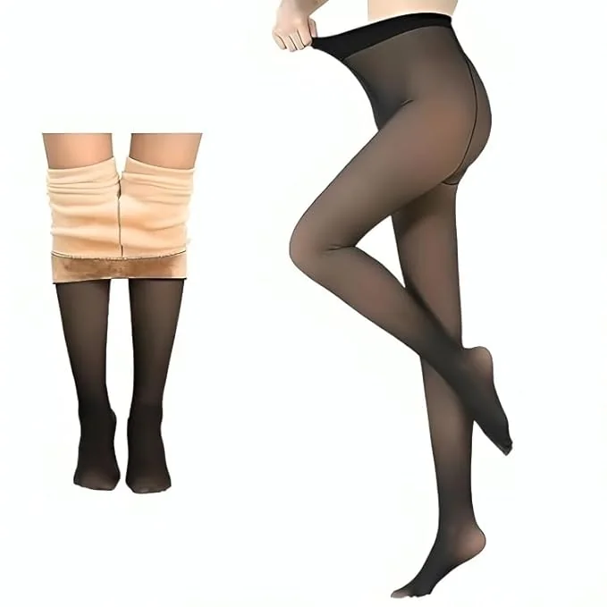 Winter Warm Thermal Fleece Lined Dual-Tone Women Velvet Touch Leggings Tights Pants (Waist Size : 26 to 34 Inch Stretchable) (Black-Footed) - Best Price ₹289 at Amazon