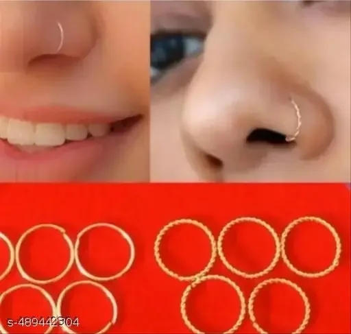10 pcs Gold plated nose ring for women and girls - Best Price ₹93 at Meesho