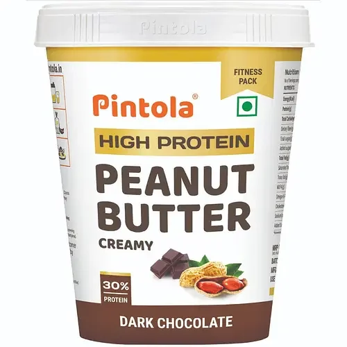 Pintola HIGH Protein Peanut Butter Dark Chocolate | 30% Protein | High Fibre | NO Salt | Non GMO, Naturally Gluten Free, Zero Cholesterol | Creamy, 510g - Best Price ₹325 at Hyugalife