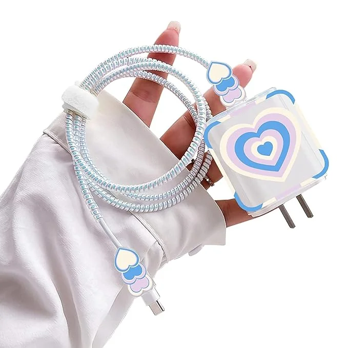 Cartoon 3D Design Protective Case for 18W 20W iPhone 14 13 12 11 Pro Max Fast Charging Cable Adapter Charger, Cute Cartoon Lightning Data Cable Case for iPhone Charger (GBW Heart) - Best Price ₹449 at Amazon