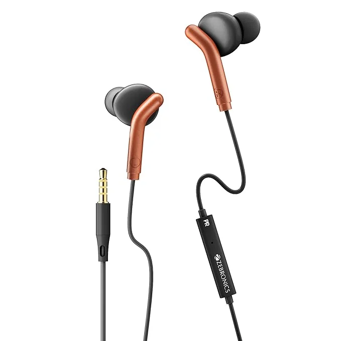 ZEBRONICS Bro 3.5Mm Wired in Ear Earphones, in-Line Mic, Deep Bass, 1.2M Strong and Long Lasting Cable, Light Weight, Compatible with Mobile | Tablet | Laptop (Orange) - Best Price ₹139 at Amazon