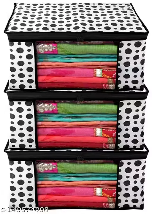 Moisture Proof Nylon Large Size Rectangular Wardrobe Underbed Saree Cover Storage Bag with Zippered Closure and Handle for Cloth" (54 x 46 x 28 cm) (Pack of 3) - Best Price ₹158 at Meesho