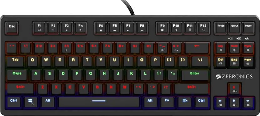 ZEBRONICS Zeb-Max V2 Wired USB Standard Gaming Keyboard Compatible with Desktop, Laptop, Mac , with gaming mode ,multimedia_keys,Zeb-Max V2 Wired USB Gaming  (Black) - Best Price ₹1499 at Flipkart