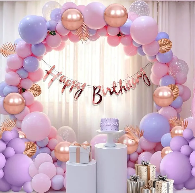 Party Propz Latex Birthday Decoration Kit for Girls - 60 Pcs Balloons for Birthday Decorations |Birthday Decoration for Kids |Purple Birthday Decorations Kit |Bday Balloons Rose Gold,Purple,Pink - Best Price ₹278 at Amazon