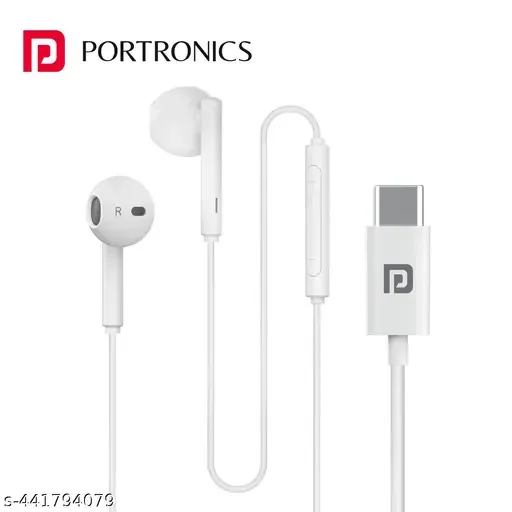 Portronics Conch Theta C in Ear Type C Wired Earphones with in Line HD Mic, Powerful Audio, 14.2mm Driver, Unique Earbuds Design, TPE Anti Tangle Wire, in line Controls, Wide Compatibility(White) - Best Price ₹283 at Meesho