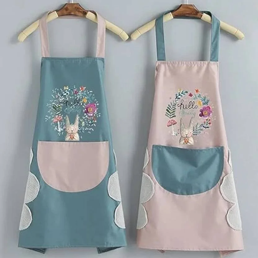 ONIQUID Polyester Home Use Apron - Free Size  (Blue, Pink, Single Piece)