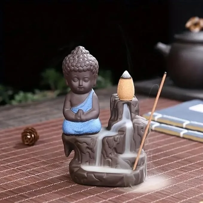 Craftvatika Meditating Monk Buddha Smoke Backflow Cone Incense Holder Showpiece For Office Desk,Living Room,Home Decor Decoration Gift Items,Buddha Smoke Fountain For Home Decor - Multicolor - Best Price ₹130 at Amazon