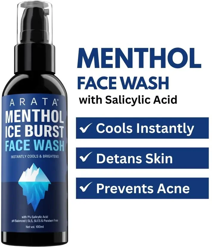 ARATA Menthol Ice Burst with 1% Salicylic Acid | Treats Acne & Pimples | All Skin Types Face wash Face Wash  (100 ml) - Best Price ₹122 at Flipkart