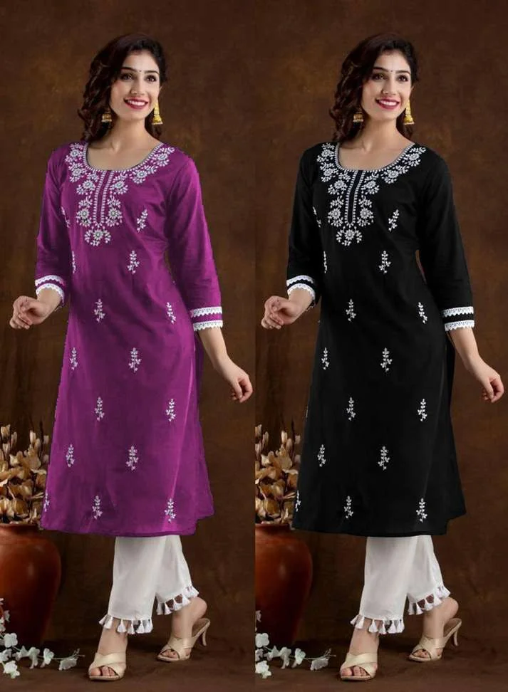 Women Chikan Embroidery Kurta - Best Price ₹135 at Shopsy
