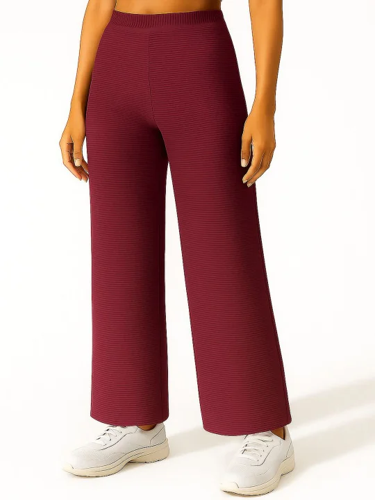 Women Self Design Relaxed Fit Mid-Rise Regular Trousers - Best Price ₹495 at Myntra