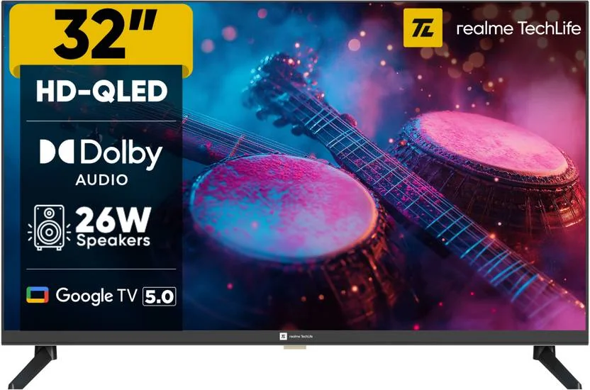realme TechLife 80 cm (32 inch) QLED HD Ready Smart Google TV 2025 Edition  (32HDGQRDDAQ) - Best Price ₹9299 at Flipkart