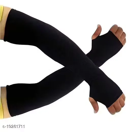 Trendy Men's Black Cotton Gloves