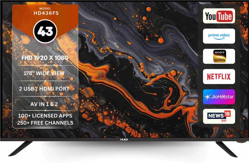 HUIDI HD436FS 109 cm (43 inch) Full HD LED Smart Android Based TV  (HD436FS) - Best Price ₹12399 at Flipkart