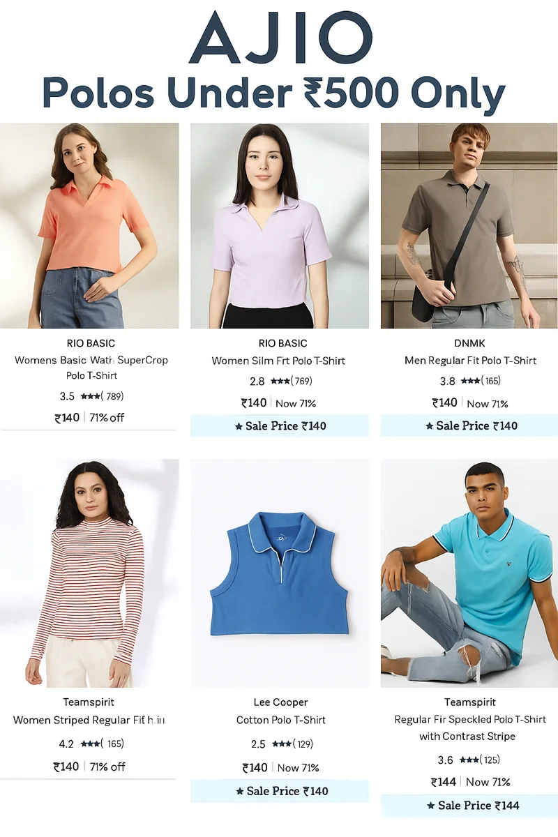 Polos Under Rs 500 Only - Best Price ₹175 at Ajio
