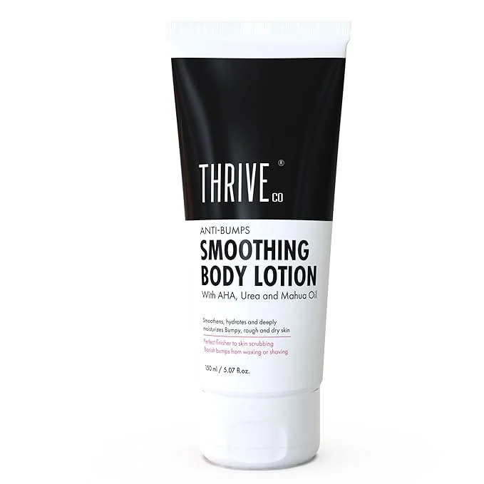 ThriveCo Smoothing Body Lotion for Dry, Rough & Bumpy skin | With AHA, Mahua Oil & Urea | Moisturizes, Hydrates & Treats Keratosis Pilaris,Strawberry Skin in Men & Women | 150 ml - Best Price ₹341 at Amazon