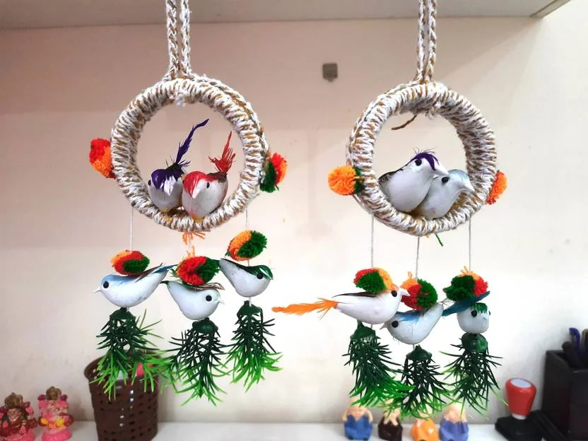 HUBBER Home & Office Decoration Artificial hanging Birds Set Of 2  (30 cm X 4 inch, Multicolor) - Best Price ₹97 at Flipkart