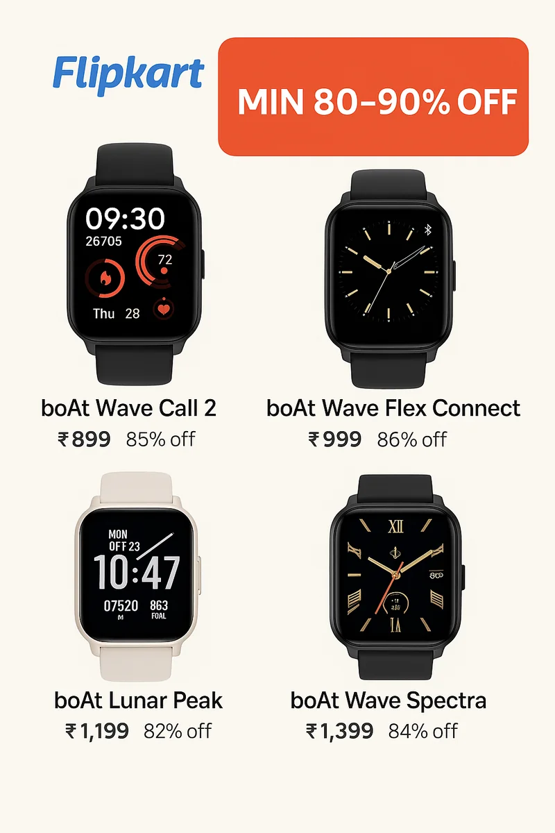 Massive Discounts on boAt Smart Watches - Best Price ₹999 at Flipkart