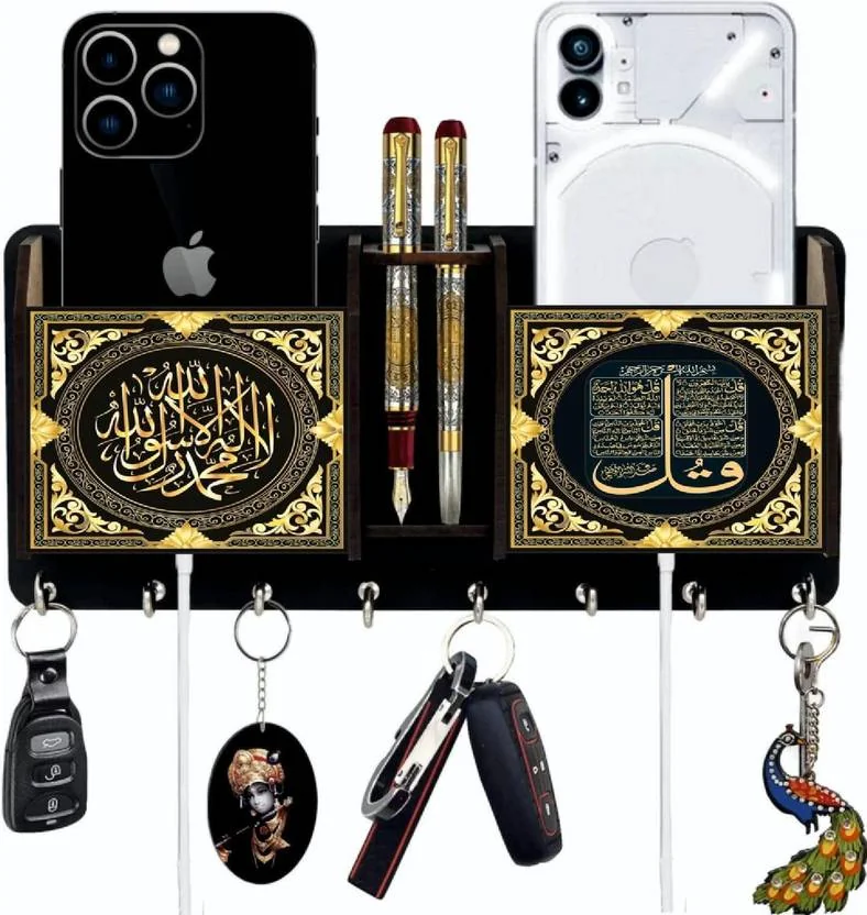 SK PARO mobile stand and new design Wood Key Holder  (8 Hooks, Multicolor) - Best Price ₹95 at Flipkart